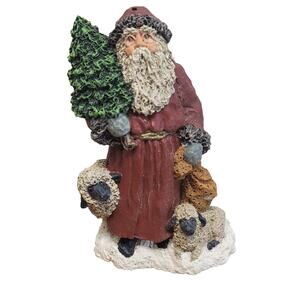 Vintage June McKenna Country Santa w Sheep 1994-95 Ornament Collectible Figurine
